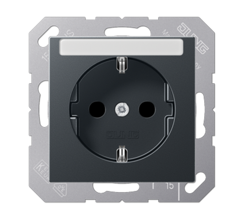 Розетка SCHUKO® 16A 250V с полем для надписи; термопласт; матовый антрацит  A1520BFNAANM  Jung
