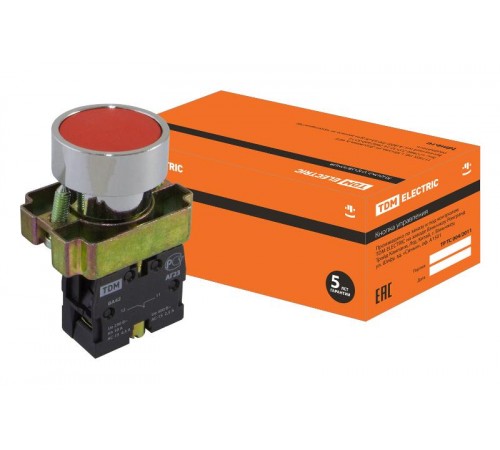 Кнопка BА42 без подсветки красный 1р   SQ0704-0039  TDM
