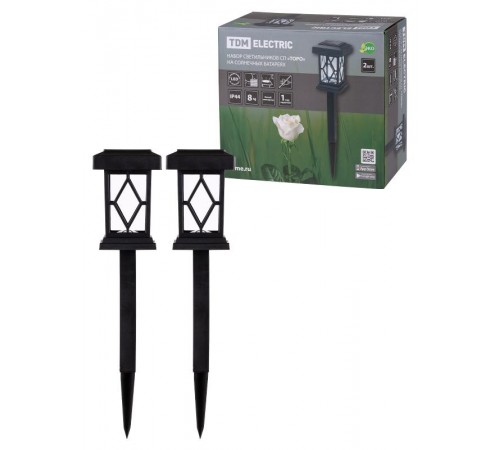Набор светильников СП "Торо" на солнечных батареях, пластик, 10х44 cм, 2 шт,  SQ0330-0107  TDM
