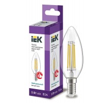 Лампа светодиодная C35 свеча прозрачная 5Вт 230В 4000К E14 серия 360°  LLF-C35-5-230-40-E14-CL  IEK