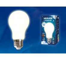 Лампа светодиодная LED-A60-7W/3000K/E27/FR GLH01WH LED. "груша" матовая. Серия Heaven. 3000K  UL-00004839  Uniel