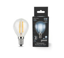 Лампа светодиодная LED 5Вт E14 220В 4100К шар  105801205  Gauss