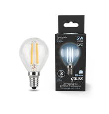 Лампа светодиодная LED 5Вт E14 220В 4100К шар  105801205  Gauss