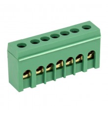 Шина PE "земля" в корпусном зеленом изоляторе на DIN-рейку 6x9 мм 7 групп  11-2321  REXANT