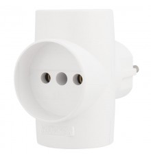 Тройник электрический 16 А без заземления белый  11-1077  REXANT