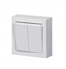 Выключатель двухклавишный, накладного монтажа, Impressivo, 2 доп.клеммы, белый  1065A-84   2TKA00001598  ABB