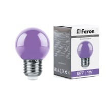 Лампа светодиодная LB-37 (1W) 230V E27 фиолетовый для белт лайта G45  38125  Feron