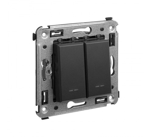 Кнопка двухклавишная в стену, "Avanti", "Черный матовый"  4412154  DKC