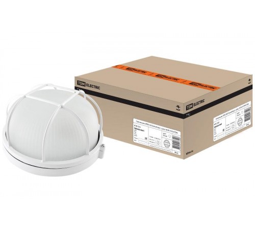 Светильник НПБ1302 белый/круг с реш. 60Вт К IP54  SQ0303-0041  TDM