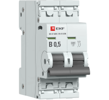 Выключатель автоматический двухполюсный 0,5А (B) 6кА ВА 47-63N PROxima M63620T5B  EKF