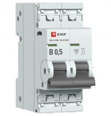 Выключатель автоматический двухполюсный 0,5А (B) 6кА ВА 47-63N PROxima M63620T5B  EKF