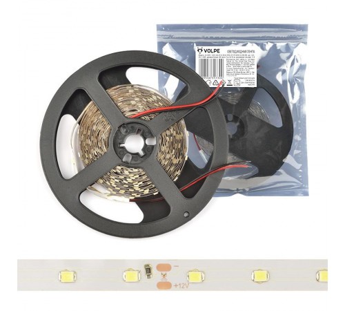 Лента светодиодная холодный белый свет ULS-Q921 2835-60LED/m-8mm-IP20-DC12V-4,8W/m-5M-DW  UL-00001341  Volpe