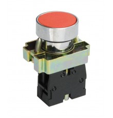 LAY5-ВА42, красный, 1НЗ, цилиндр, хром, без подсветки, d22мм, выключатель кнопочный  (ЭТ)  ET012087  Электротехник