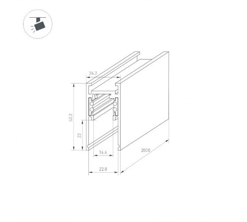 Трек MAG-ORIENT-TRACK-2652-2000 (BK) (Arlight, IP20 Металл, 3 года)  033632  Arlight