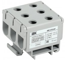 Клемма вводная силовая КВС 6-50 кв.мм. 3-рядная серая  YZN14-050-K03  IEK