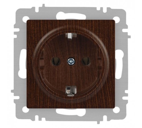 Розетка Intro Accent 6-202-10 2P+E Schuko, 16А-250В, IP20, СУ, венге  Б0063703  Intro