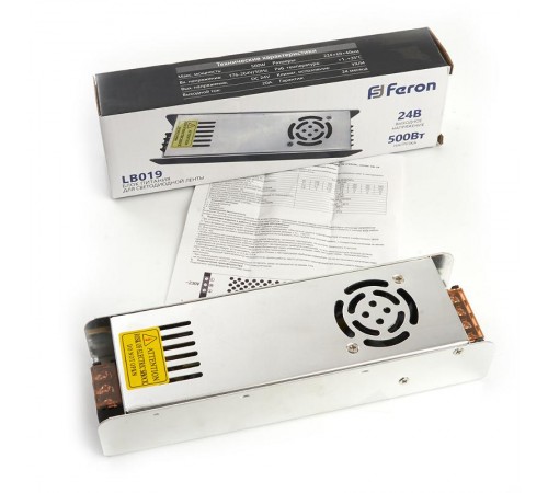 Трансформатор электронный для светодиодной ленты 500W 24V (драйвер), LB019 FERON  48049  FERON