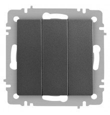 Выключатель Intro Accent 6-106-07 тройной, 10А-250В, IP20, СУ, AL/CU, графит  Б0063544  Intro