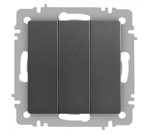 Выключатель Intro Accent 6-106-07 тройной, 10А-250В, IP20, СУ, AL/CU, графит  Б0063544  Intro
