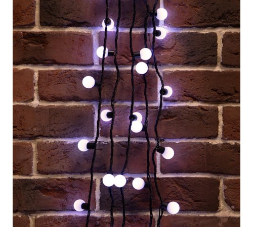 Гирлянда "Мультишарики" 23 мм, 10 м, черный ПВХ, 80 диодов, цвет белый  303-515  NEON-NIGHT
