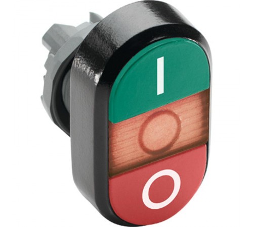 Кнопка двойная MPD2-11R (зеленая/красная) красная линза с тексто м (I/O)  1SFA611131R1101  ABB