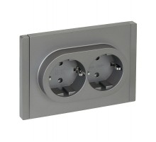 FORTE&PIANO Розетка 2-я с заземлением безвинтовое крепление 16А FP524 сталь  FP-R21-16-1-K46  IEK