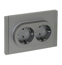 FORTE&PIANO Розетка 2-я с заземлением безвинтовое крепление 16А FP524 сталь  FP-R21-16-1-K46  IEK