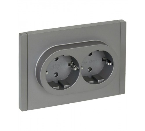 FORTE&PIANO Розетка 2-я с заземлением безвинтовое крепление 16А FP524 сталь  FP-R21-16-1-K46  IEK