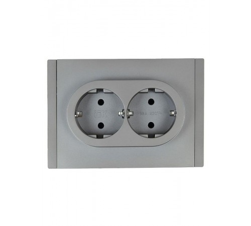 FORTE&PIANO Розетка 2-я с заземлением безвинтовое крепление 16А FP524 сталь  FP-R21-16-1-K46  IEK
