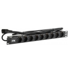 PDU 9 розеток нем. ст, 1U, шнур 2м вилка С14 ПВХ чер  PH22-9D2-P  ITK