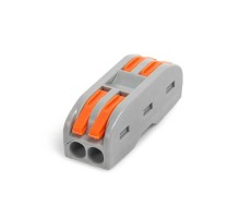 Строительно-монтажная клемма СМК проходная сечение 0,08 - 4 мм  2-проводная серая с рычагом  (25 шт/уп)  PR08.12591  Промрукав