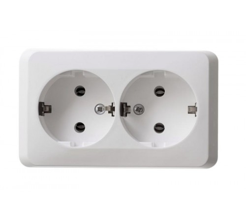 Этюд Белый О/У Розетка 2-ая с заземлением без шторок  PA16-007B  SE