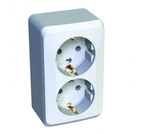 Этюд Белый О/У Розетка 2-ая с заземлением без шторок  PA16-007B  SE