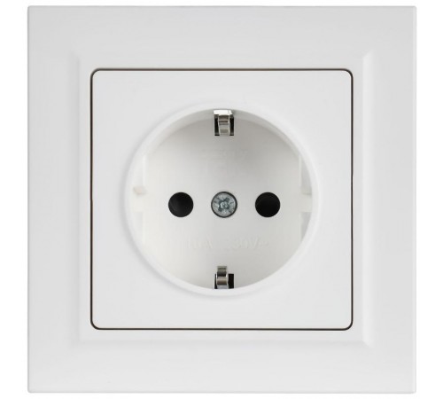 BRITE Розетка 1-местная с заземлением с защитными шторками 16А в сборе РСР14-1-0-БрАБ арктический белый   BR-R14-16-K91-F  IEK
