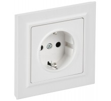 BRITE Розетка 1-местная с заземлением с защитными шторками 16А в сборе РСР14-1-0-БрАБ арктический белый   BR-R14-16-K91-F  IEK