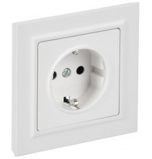 BRITE Розетка 1-местная с заземлением с защитными шторками 16А в сборе РСР14-1-0-БрАБ арктический белый   BR-R14-16-K91-F  IEK