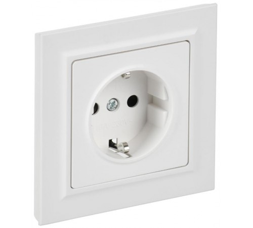 BRITE Розетка 1-местная с заземлением с защитными шторками 16А в сборе РСР14-1-0-БрАБ арктический белый   BR-R14-16-K91-F  IEK