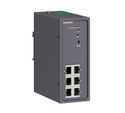 Промышленный управляемый коммутатор, 610/100Base-T(X) портов RJ45, консольный порт Mini USB, 24-48В DC (18-72В DC), с резервированием  N2000-6T-P1 