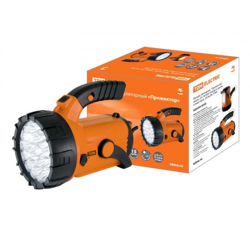 Фонарь прожекторный  23хLED + 18хLED аккумулятор 4В2А*ч, подставка, поворот. ручка  SQ0350-0036  TDM