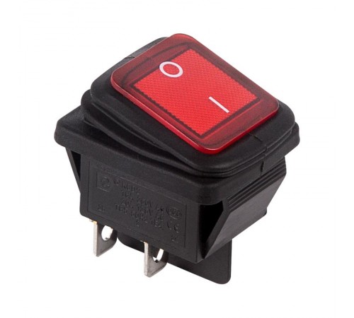 Выключатель клавишный 250V 15А (4с) ON-OFF красный с подсветкой ВЛАГОЗАЩИТА  36-2360  REXANT