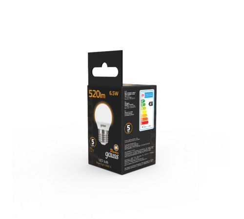 Лампа светодиодная LED 6,5Вт E27 220В 2700К шар  105102107  Gauss