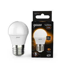 Лампа светодиодная LED 6,5Вт E27 220В 2700К шар  105102107  Gauss