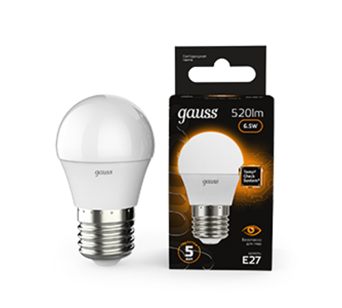 Лампа светодиодная LED 6,5Вт E27 220В 2700К шар  105102107  Gauss