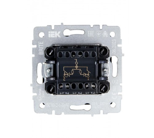 BRITE Выключатель 2-клавишный с индикацией 10А ВС10-2-1-БрЧ черный   BR-V20-1-10-K02  IEK