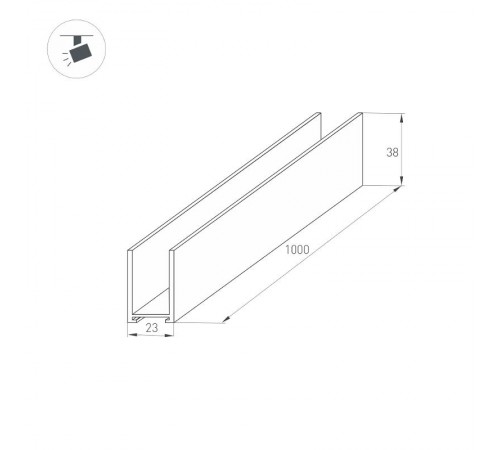 Трек MAG-TRACK-2538-1000 (BK) (arlight, IP20 Металл, 3 года)  034227  Arlight