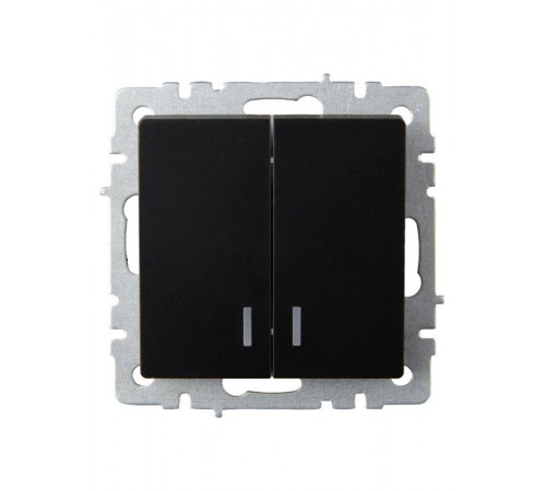 BRITE Выключатель 2-клавишный с индикацией 10А ВС10-2-1-БрЧ черный   BR-V20-1-10-K02  IEK