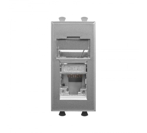 Компьютерная розетка RJ-45 модульная, кат. 6 экранированная,"Avanti","Закаленная сталь", 1 модуль  4404391  DKC