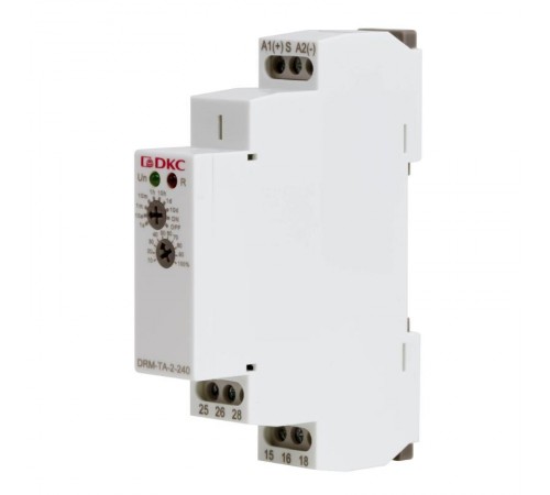 Реле времени, задержка включения, конфигурация контакта 2CO, AС/DC 12-240В  DRM-TA-2-240  DKC