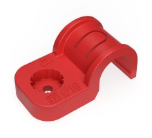 Крепеж-скоба пластиковая односторонняя для прямого монтажа  атмосферостойкая красная в п/э d16 мм (50шт/750шт уп/кор)  PR13.2053  Промрукав