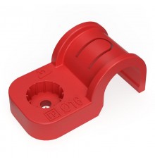 Крепеж-скоба пластиковая односторонняя для прямого монтажа  атмосферостойкая красная в п/э d16 мм (50шт/750шт уп/кор)  PR13.2053  Промрукав